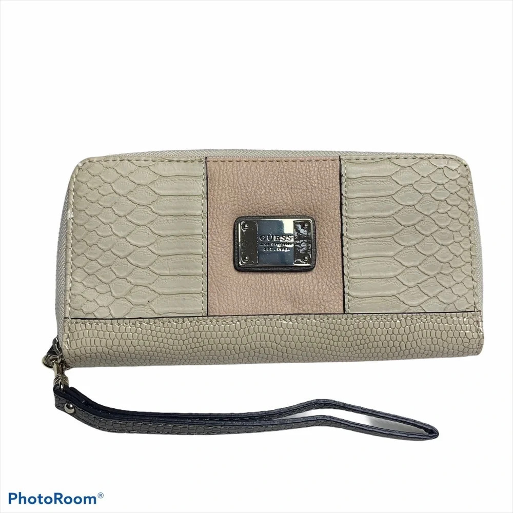 Guess cream/peach zip around wallet
